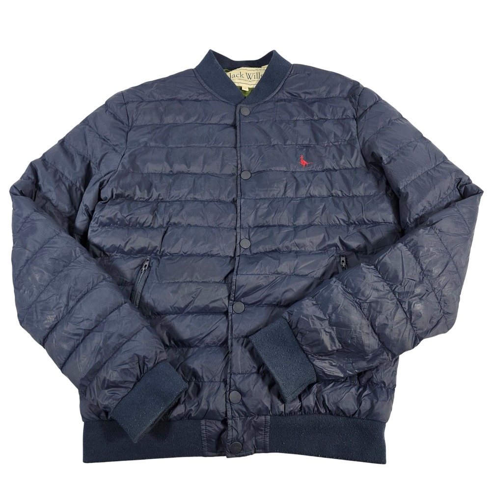 Jack Wills‎ Navy Puffer Bomber Jacket Red Bird Logo Men's Size S